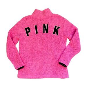 Pink Victorias Secret Sherpa 1/4 Zip Sherpa Fleece. Hot Pink size XS, EUC